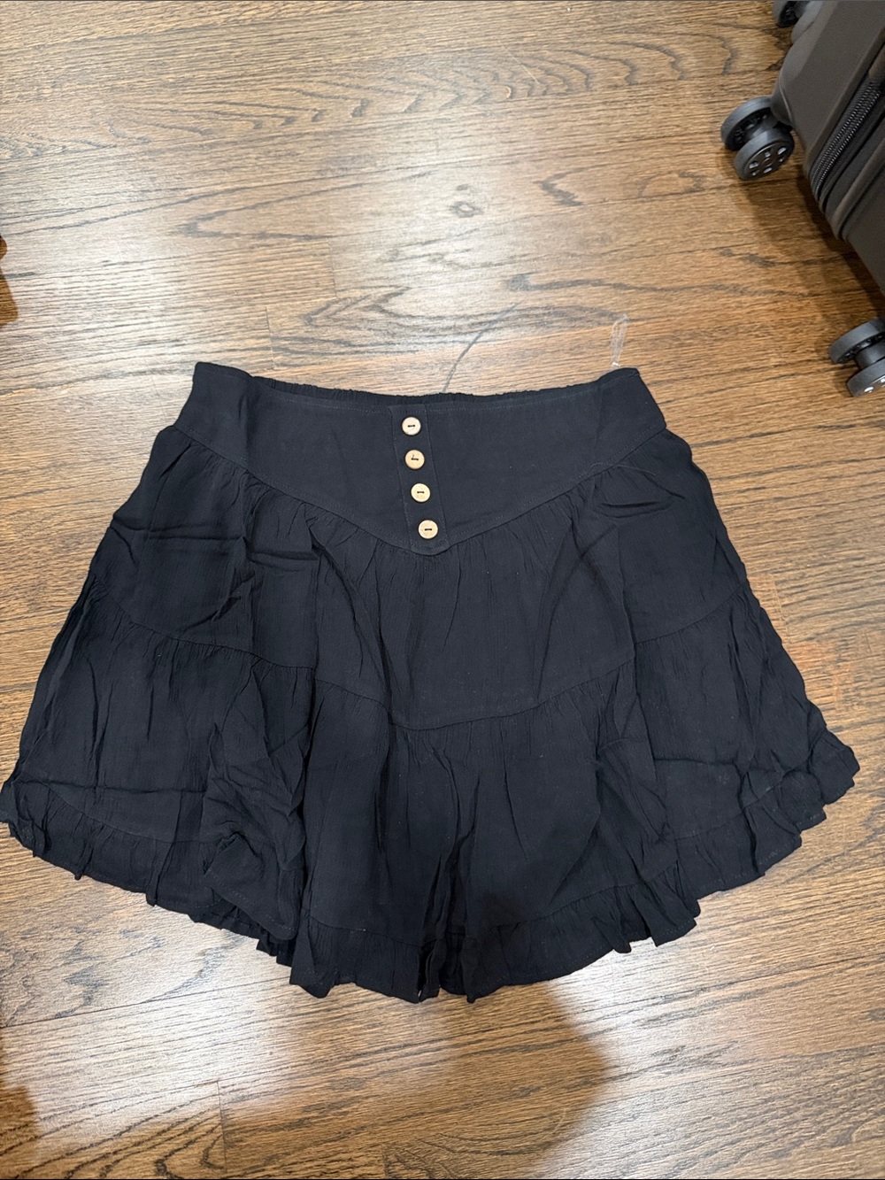 Black Tiered Button-Front Women’s Skirt